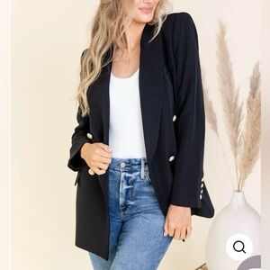 NWOT GENERATION LOVE Max Crepe Blazer in Black Small